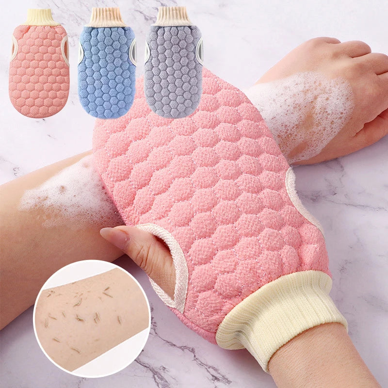 Double-Sided Bath Glove Honeycomb Towel Skin Exfoliating Scrubber Brush Back Body Sponge Rubbing Bath Gloves